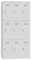Polak Fém szekrény, 9 doboz, 1850 x 900 x 500 mm, szürke/szürke