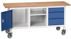 bott Mobil műhelyasztal Bott Verso Storage, 175 x 60 x 83 cm, multiplex, 3 fiók, 1 polc, 1 szekrény, szürke-kék