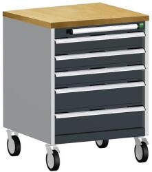 bott Cubio mobil fiókos szekrény, 89 x 65 x 65 cm, 5 fiókos, multiplex, szürke-antracit