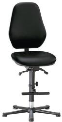 Bimossa Basic 9136 működő laboratóriumi szék siklóval, lábtartóval, szinkron mechanizmussal, műbőr, magas háttámla, fekete