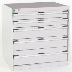 bott Műhely fiókos szekrény Bott Cubio, 80 x 80 x 65 cm, 5 fiókos, szürke-szürke