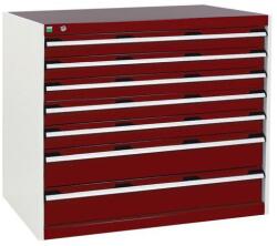 bott Műhely fiókos szekrény Bott Cubio, 90 x 105 x 75 cm, 7 fiókos, szürke-piros