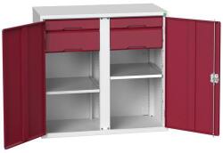 bott Fém karbantartó szekrény Bott Verso, 100 x 105 x 55 cm, 2 polc, 4 fiók, szürke-piros