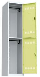 Vinco hegesztett öltözőszekrény, 1 oszlopban 2 rekesszel, 400 mm, hengerzárral, szürke/zöld