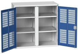 bott Verso fém karbantartó szekrény, drótajtó, 100 x 105 x 55 cm, 4 polc, szürke-kék