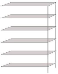 Schulte Design Hathor fém polcállvány, hozzáépíthető, 200 x 130 x 30 cm, 1 400 kg, 6 polc, világosszürke