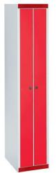 Acial keskeny szerelt öltözőszekrény, 2 rekeszes, 200 mm, hengerzárral, szürke/piros