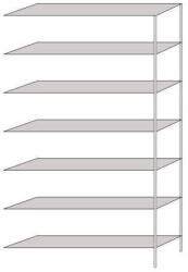 Schulte Design Hathor fém polcállvány, hozzáépíthető, 230 x 130 x 30 cm, 1 100 kg, 7 polc, világosszürke