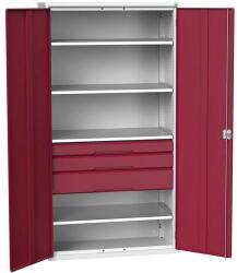 bott Fiókos műhelyszekrény Bott Verso, 200 x 105 x 55 cm, 4 polc, 3 fiók, szürke-piros