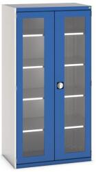 bott Műhelyszekrény átlátszó ajtókkal Bott Cubio, 200 x 105 x 65 cm, 4 polccal, szürke-kék
