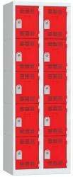Vinco hegesztett öltözőszekrény, 2 oszlopban 10 rekesszel, 300 mm, hengerzárral, szürke/piros