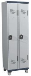 Acial hegesztett öltözőszekrény, 2 rekeszes, 300 mm, lábakon, hengerzárral, szürke/szürke