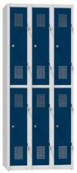Polak Fém szekrény, 6 doboz, félbevágva, 1850 x 750 x 500 mm, szürke/sötétkék