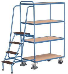 Variofit Polcos kocsi lépcsővel, 250 kg-ig, 4 polcos, kék