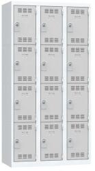 Vinco hegesztett öltözőszekrény, 3 oszlopban 12 rekesszel, 300 mm, hengerzárral, szürke/szürke