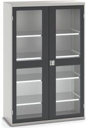 bott Műhelyszekrény átlátszó ajtókkal Bott Verso, 200 x 130 x 55 cm, 4 polccal, szürke-antracit