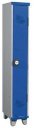 Acial hegesztett öltözőszekrény, 1 rekeszes, 300 mm, lábakon, számkódos zárral, szürke/kék