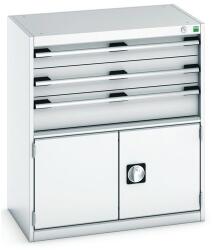 bott Műhely fiókos szekrény Bott Cubio, 90 x 80 x 52, 5 cm, 3 fiók, 1 szekrény, szürke-szürke