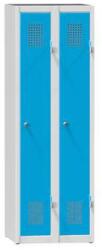 Polak Fém szekrény, 2 ajtós, lábazaton, 500 x 500 x 1500 mm, szürkéskék
