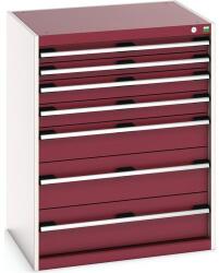 bott Műhely fiókos szekrény Bott Cubio, 100 x 80 x 65 cm, 7 fiókos, szürke-piros