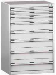 bott Műhely fiókos szekrény Bott Cubio 200, 120 x 80 x 65 cm, 8 fiókos, szürke-szürke