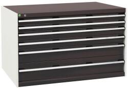 bott Műhely fiókos szekrény Bott Cubio, 80 x 130 x 75 cm, 6 fiókos, szürke-antracit