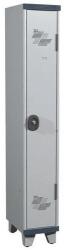 Acial hegesztett öltözőszekrény, 1 rekeszes, 300 mm, lábakon, hengerzárral, szürke/szürke