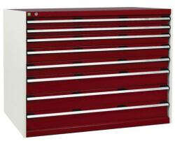bott Műhely fiókos szekrény Bott Cubio, 100 x 130 x 75 cm, 8 fiókos, szürke-piros