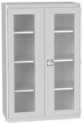 bott Műhelyszekrény átlátszó ajtókkal Bott Cubio, 160 x 105 x 52, 5 cm, 3 polccal, szürke-szürke