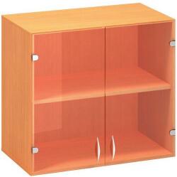 Alfa Office Alfa 500 hozzáépíthető alacsony, széles szekrény, 71, 7 x 80 x 45, 8 cm, üvegajtóval, bükk Bavaria mintázat