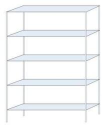 Schulte Design Ogmios fém polcállvány, alapkivitel, 200 x 130 x 30 cm, 1300 kg, 5 polc, 150 kg/polc, horganyzott