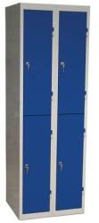 Duro Mont lapraszerelt öltözőszekrény, 4 rekeszes, hengerzár, szürke/kék