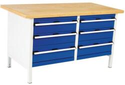 bott Műhelyasztal Bott Cubio Tároló, 84 x 150 x 75 cm, 6 fiókos, multiplex, szürke-kék