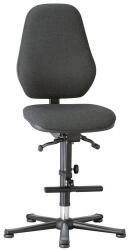Bimossa Basic 9136 működő laboratóriumi szék siklóval, lábtartóval, szinkron mechanizmussal, szövet, magas háttámla, fekete