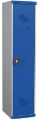 Acial hegesztett öltözőszekrény válaszfallal, 1 rekeszes, 400 mm, forgóretesszel, szürke/kék