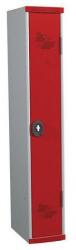 Acial hegesztett öltözőszekrény, 1 rekeszes, 300 mm, forgóretesszel, szürke/piros