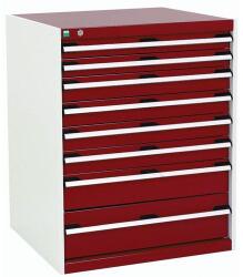 bott Műhely fiókos szekrény Bott Cubio, 100 x 80 x 75 cm, 8 fiókos, szürke-piros