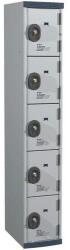 Acial hegesztett öltözőszekrény, 1 oszlopban 5 rekesszel, 300 mm, hengerzárral, szürke/szürke