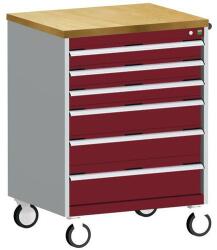 bott Cubio mobil fiókos szekrény, 109 x 80 x 65 cm, 6 fiókos, multiplex, szürke-piros