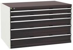bott Műhely fiókos szekrény Bott Cubio, 80 x 130 x 75 cm, 5 fiókos, szürke-antracit