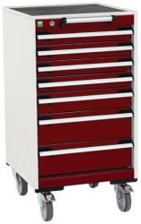 bott Cubio mobil fiókos szekrény, 98, 5 x 52, 5 x 52, 5 cm, 7 fiókos, matt, szürke-piros