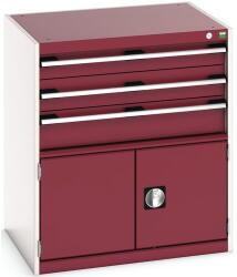 bott Műhely fiókos szekrény Bott Cubio, 90 x 80 x 65 cm, 3 fiók, 1 szekrény, szürke-piros
