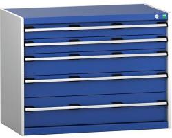 bott Műhely fiókos szekrény Bott Cubio 200, 80 x 105 x 65 cm, 5 fiókos, szürke-kék