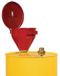 Justrite Fém tölcsér Justrite fedéllel gyúlékony anyagokra, átmérője 27 cm, hossza 16 cm, piros