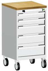 bott Cubio mobil fiókos szekrény, 89 x 52, 5 x 52, 5 cm, 5 fiókos, multiplex, szürke-szürke
