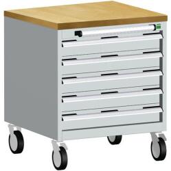 bott Cubio mobil fiókos szekrény, 79 x 65 x 65 cm, 5 fiókos, multiplex, szürke-kék