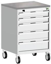 bott Cubio mobil komód, 99 x 65 x 65 cm, 5 fiókos, linóleum, szürke-szürke