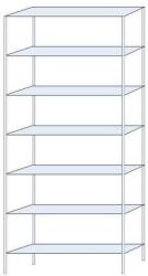 Schulte Design Ogmios fém polcállvány, alapkivitel, 300 x 130 x 30 cm, 2300 kg, 7 polc, 150 kg/polc, horganyzott