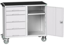 bott Karbantartó fiókos kocsi Bott Verso, 96, 5 x 105 x 55 cm, 5 fiókos, szekrény, matrac, szürke-szürke