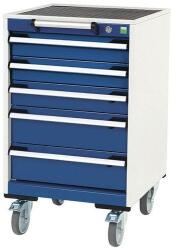 bott Cubio mobil fiókos szekrény, 88, 5 x 52, 5 x 52, 5 cm, 5 fiókos, matt, szürke-kék